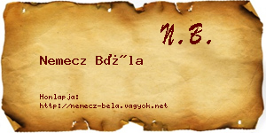Nemecz Béla névjegykártya
